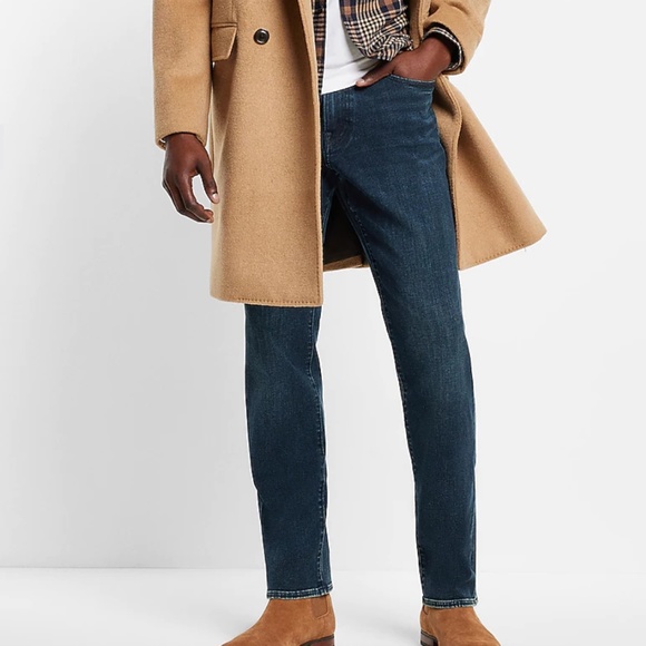 Express Mens Dark Wash 4 way Hyper Stretch Jeans sz 32x34 - Picture 2 of 6